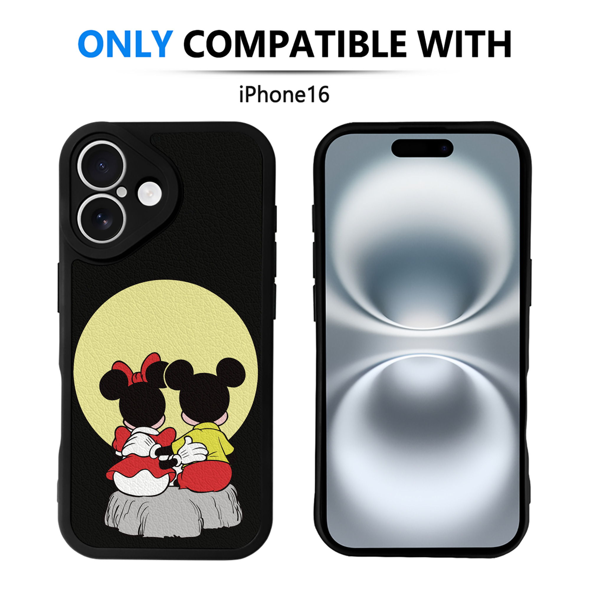 （画像用） ミッキーマウス Mickey Mouse 【iPhone 16シリーズ対応】シリコンスマホケース（レザー調） 材質：シリコン